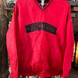 Wisconsin Badgers Men's Red and White Varsity Jacket